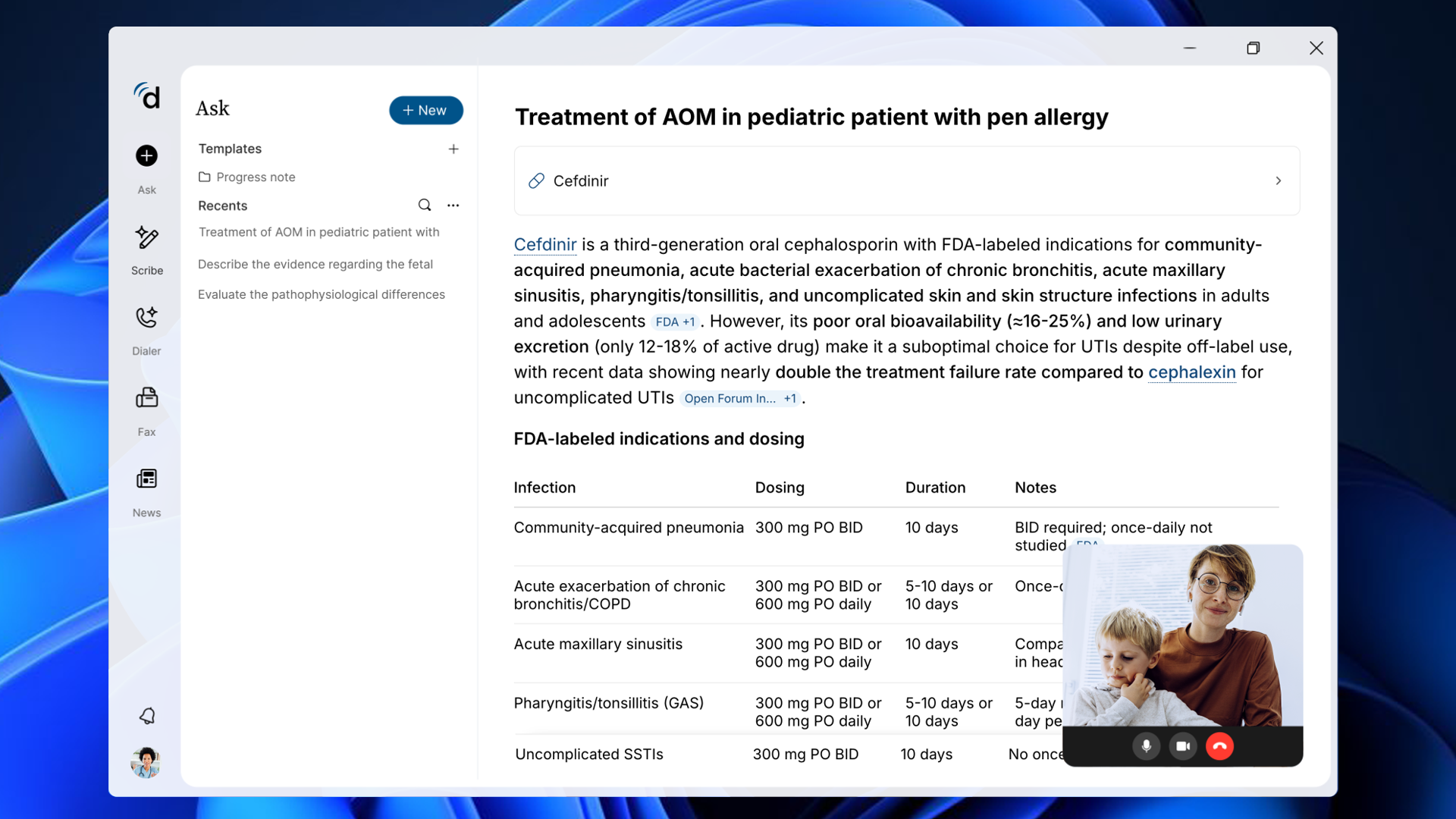 Doximity Desktop picture-in-picture patient view