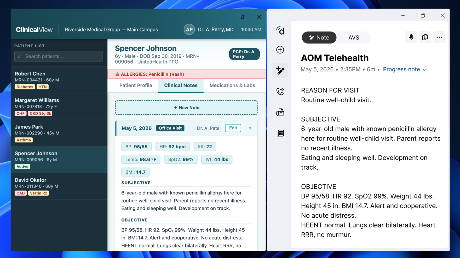 Doximity Desktop EHR workflow split screen